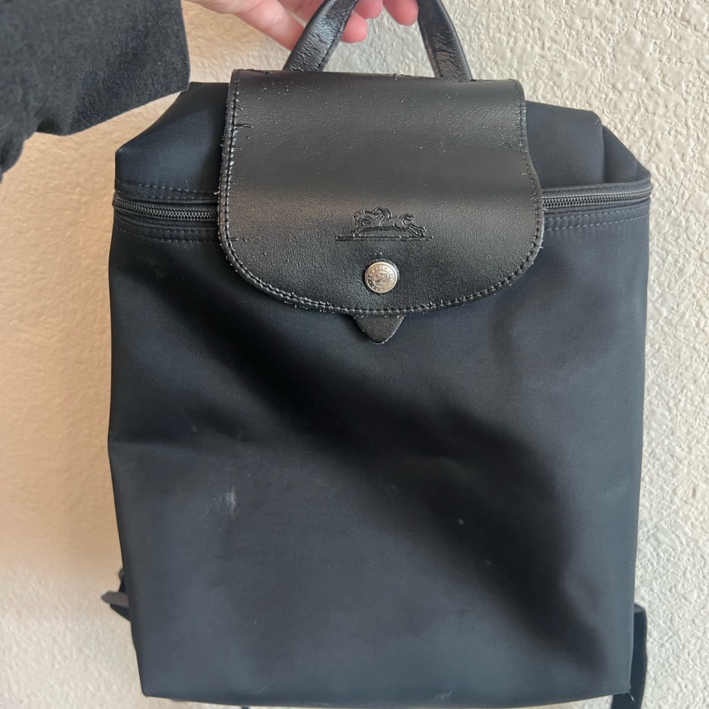 Longchamp Black Backpack Minimalist Design